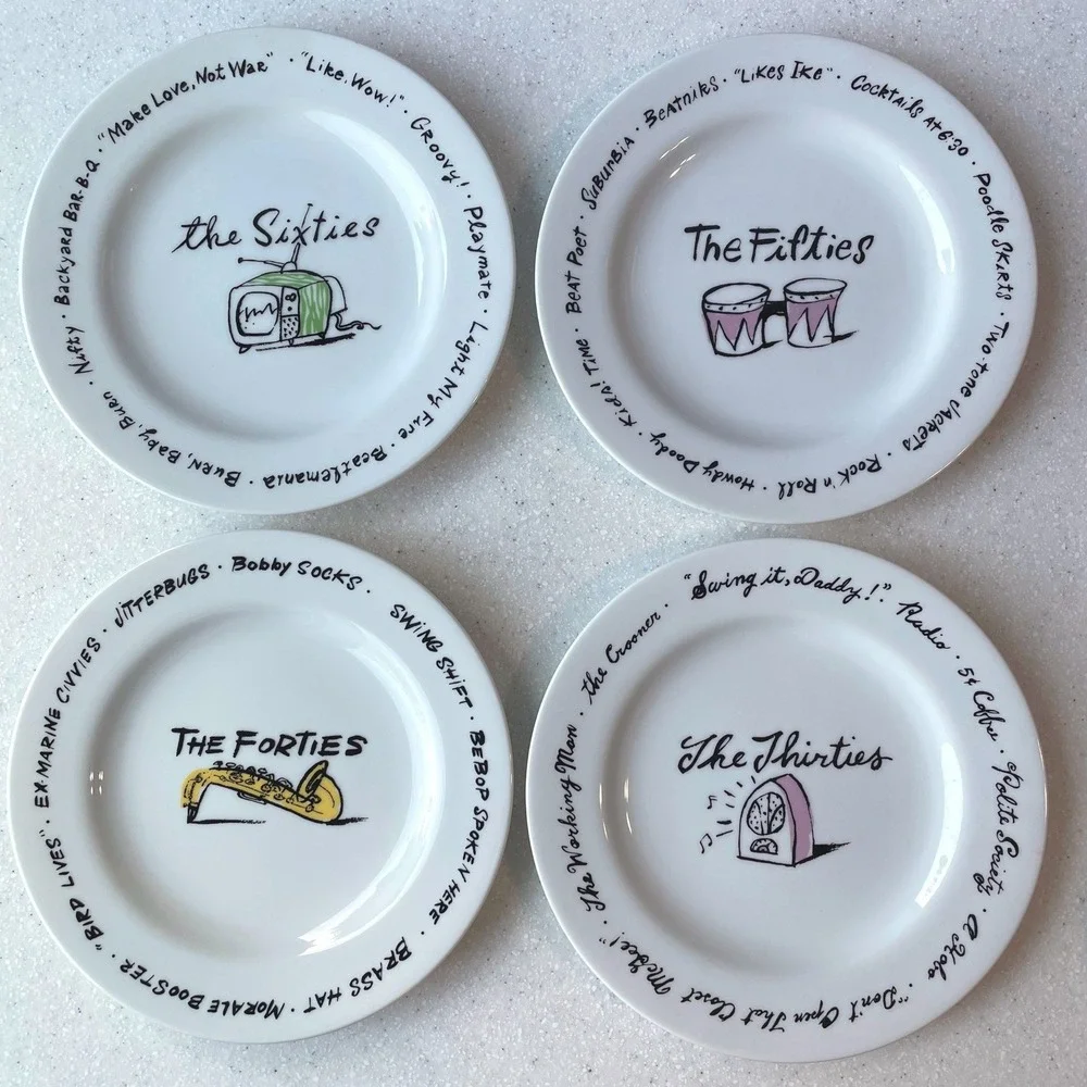 Y2K Pottery Barn Decade Plates Complete Set of 12 1900s Through The Future 8 in